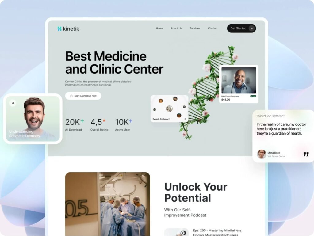 Kinetik medicine and clinic website design